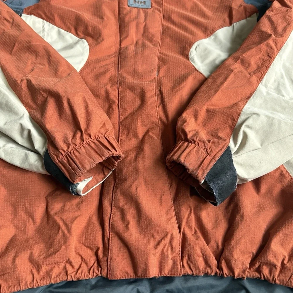 Helly Hansen Ski Jacket Mens XS Helly Tech Colorblock Waterproof Hooded Orange